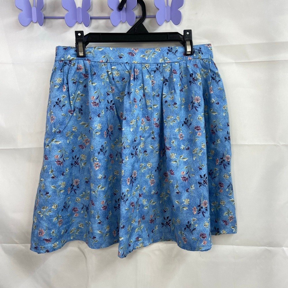 Urban Renewal women's blue floral flowy relaxed mini casual skirt‎ zip small